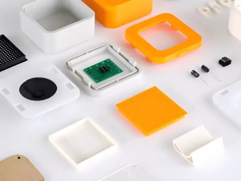 Electronic product housing prototype machined from plastic